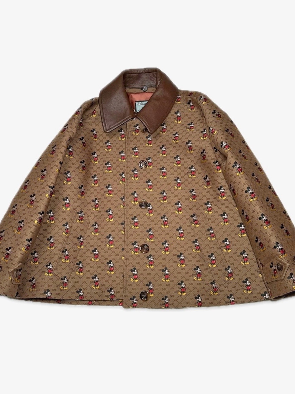 Gucci x Disney Mickey Mouse GG Jacquard Leather Collar Jacket